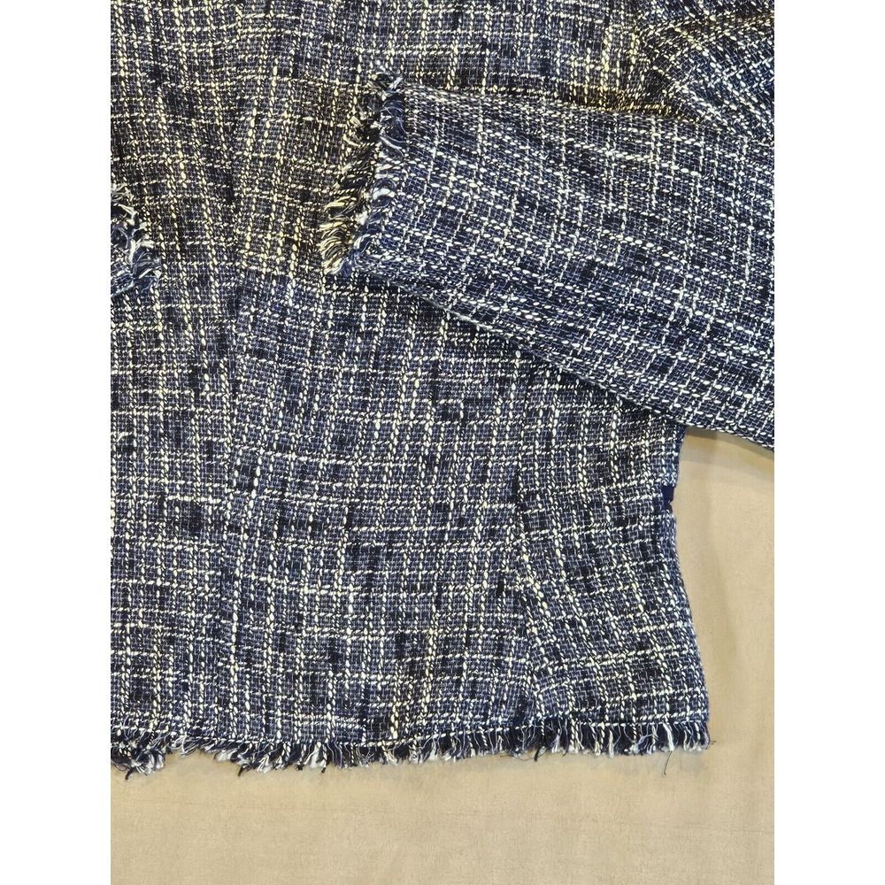 Paige Chelsea Tweed Blazer Linen Blend‎ Rayon Lined Button-Down Navy Size XS - Picture 11 of 14